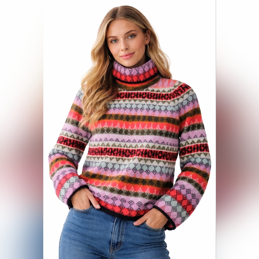 Maeve‎ Anthropologie Fair Isle Turtleneck Sweater Multicolor Women Size S